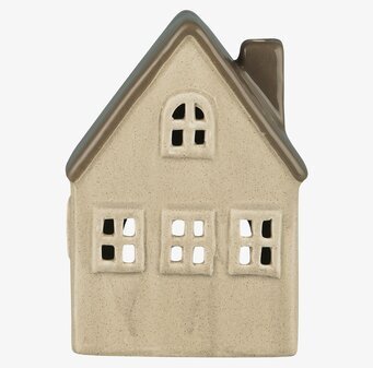 Bild av charmig ljuslykta som föreställer keramikhus