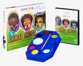 Bild av färgglatt ansiktsmålningskit med djurmotiv