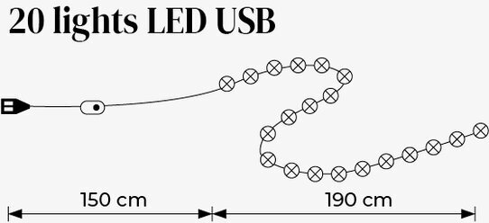 Ljusslinga Silver 20 LED - USB från Happy Lights, 340 cm lång