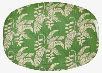 Bild av tallrik med tropiskt blommönster och elegans