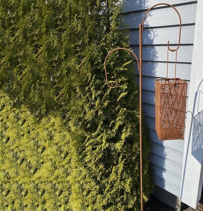 Bild av rustik lykthållare i harmonisk trädgård