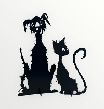 Bild av dekorativ siluett med hund och katt i svart