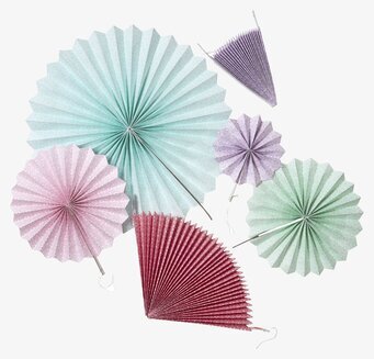 Bild av dekorativa pappersfläktar i pastellfärger