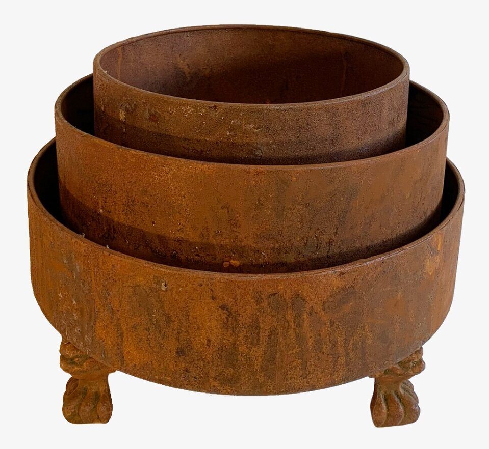 Kruka Set/3 Tassar Rost från Västanvinden i tre storlekar