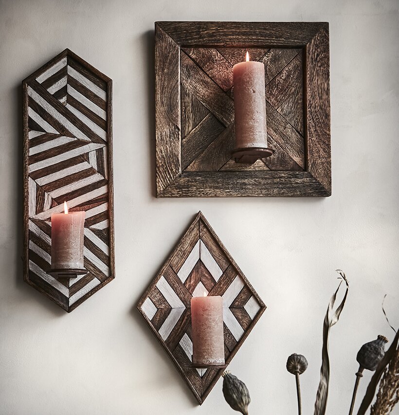 Väggljushållare Vector Brun/Vit 20x60cm från Affari