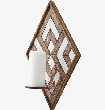 Bild av geometrisk väggljushållare i brun och vit