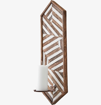 Foto av elegant väggljushållare i brun och vit design