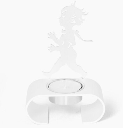 Bild av modern vit värmeljushållare med silhuett