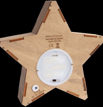 Bild av dekorativ stjärnformad LED-lampa i trä