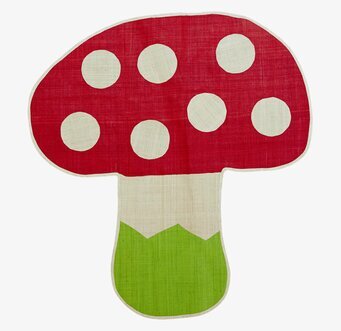 Bild av färgglad matta med svampmotiv för lekfullt hem