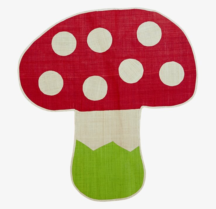 Bild av färgglad matta med svampmotiv för lekfullt hem