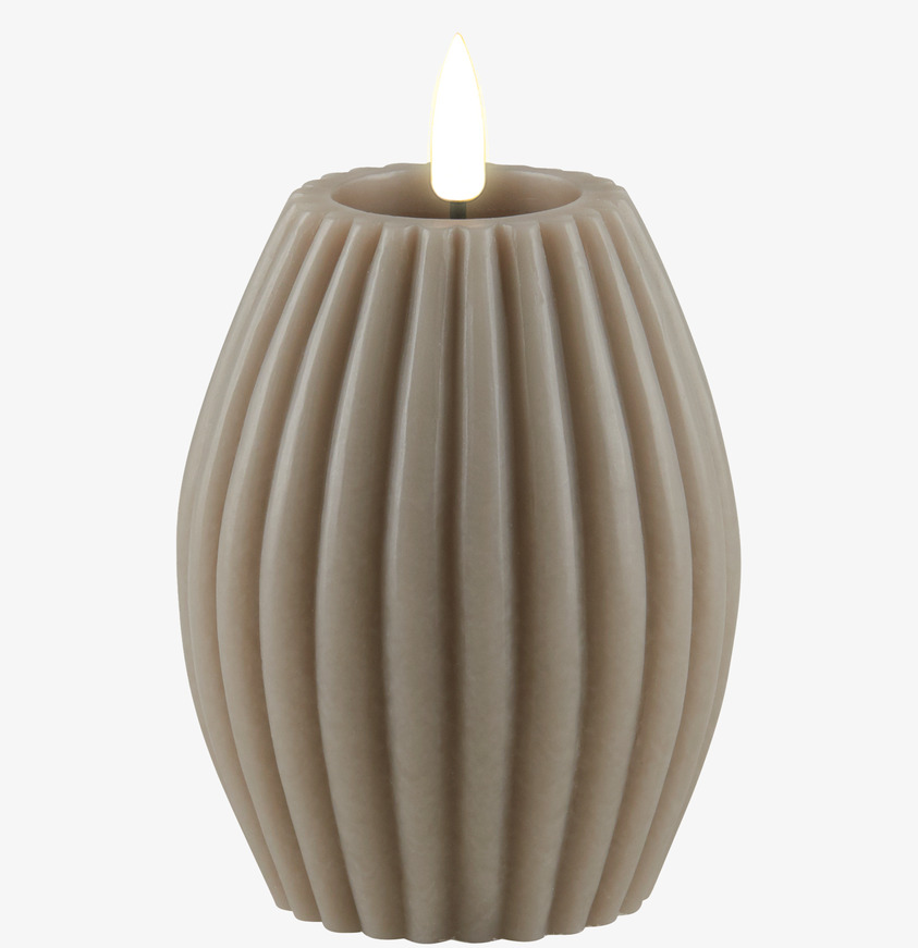 Stripe Candle Sand 10cm från Deluxe Homeart med räfflad yta