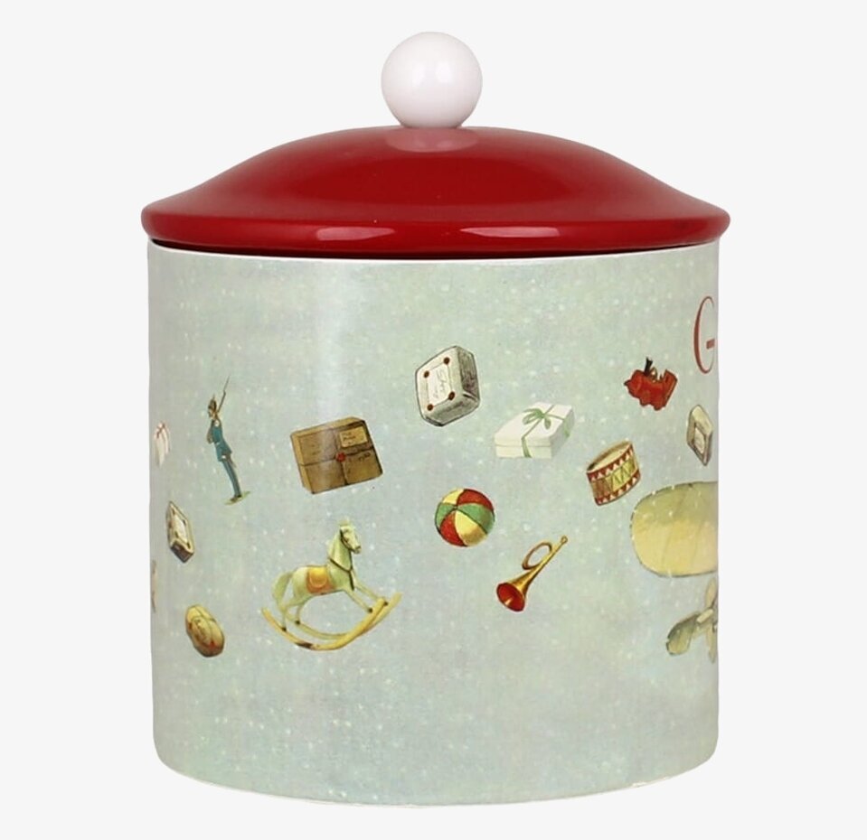 Plåtburk Aina God Jul från Strömshaga med julmotiv