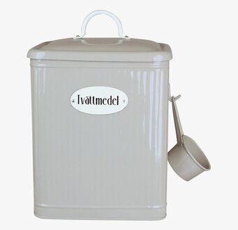 Bild av stilren plåtburk för tvättmedelsförvaring