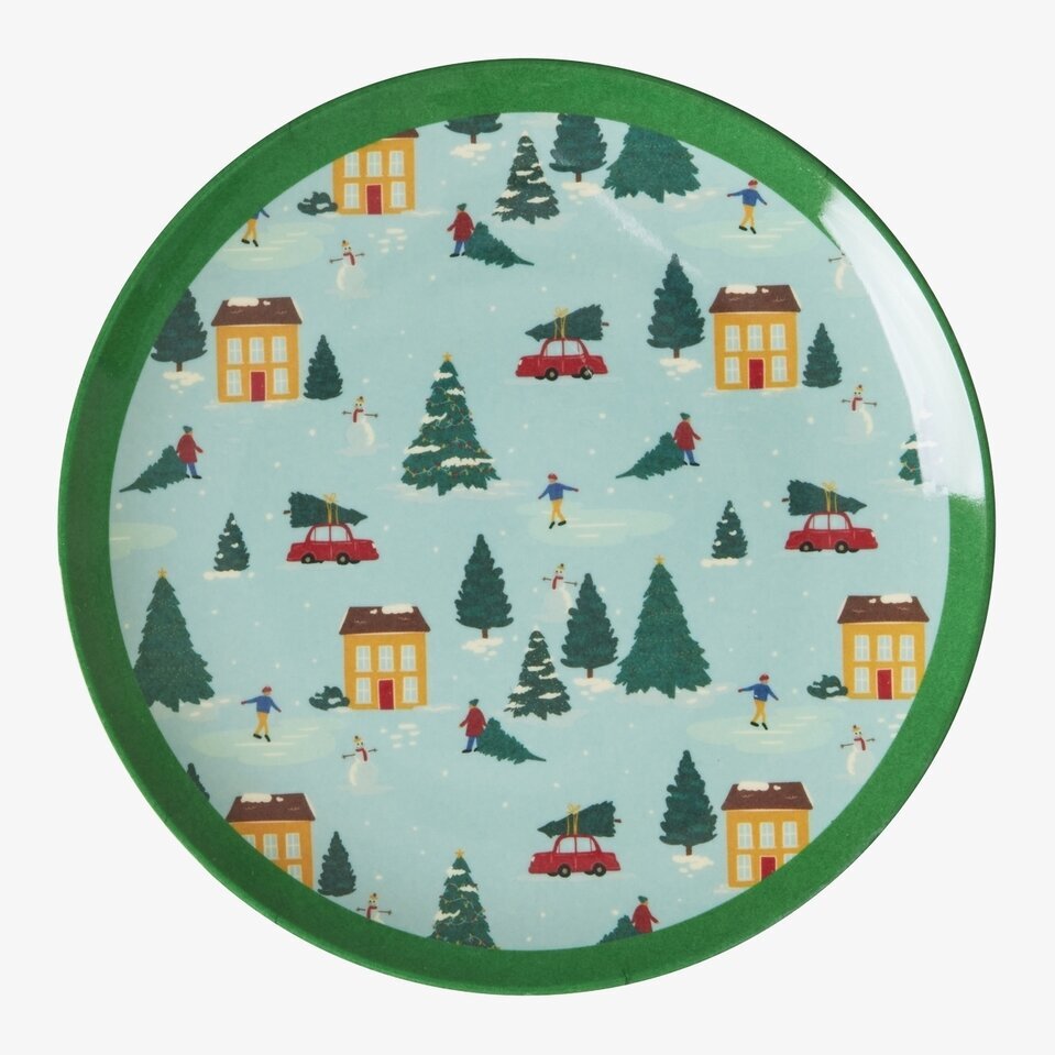 Desserttallrik Happy Holiday Print från Rice med vintermotiv