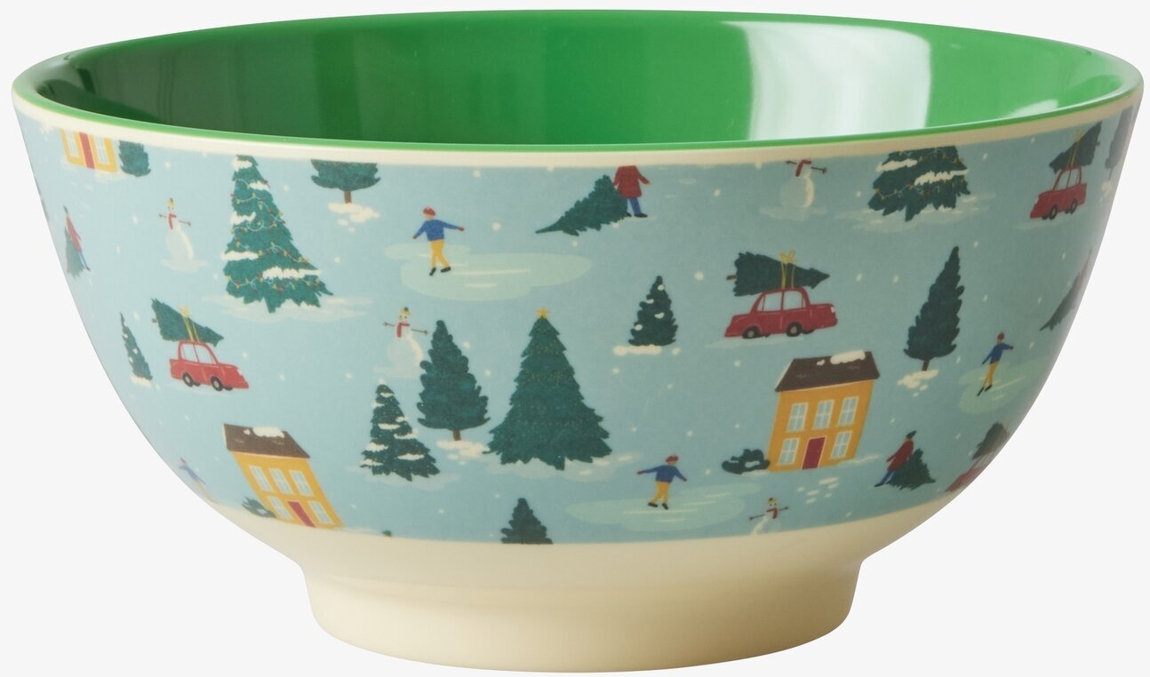Bild av färgglad skål med vintermotiv för högtider