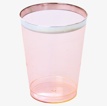Bild av korallfärgad plastbägare med metallic kant