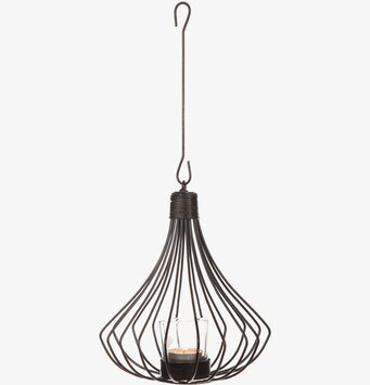 Foto av stilren ljuslykta i svart metalltråd