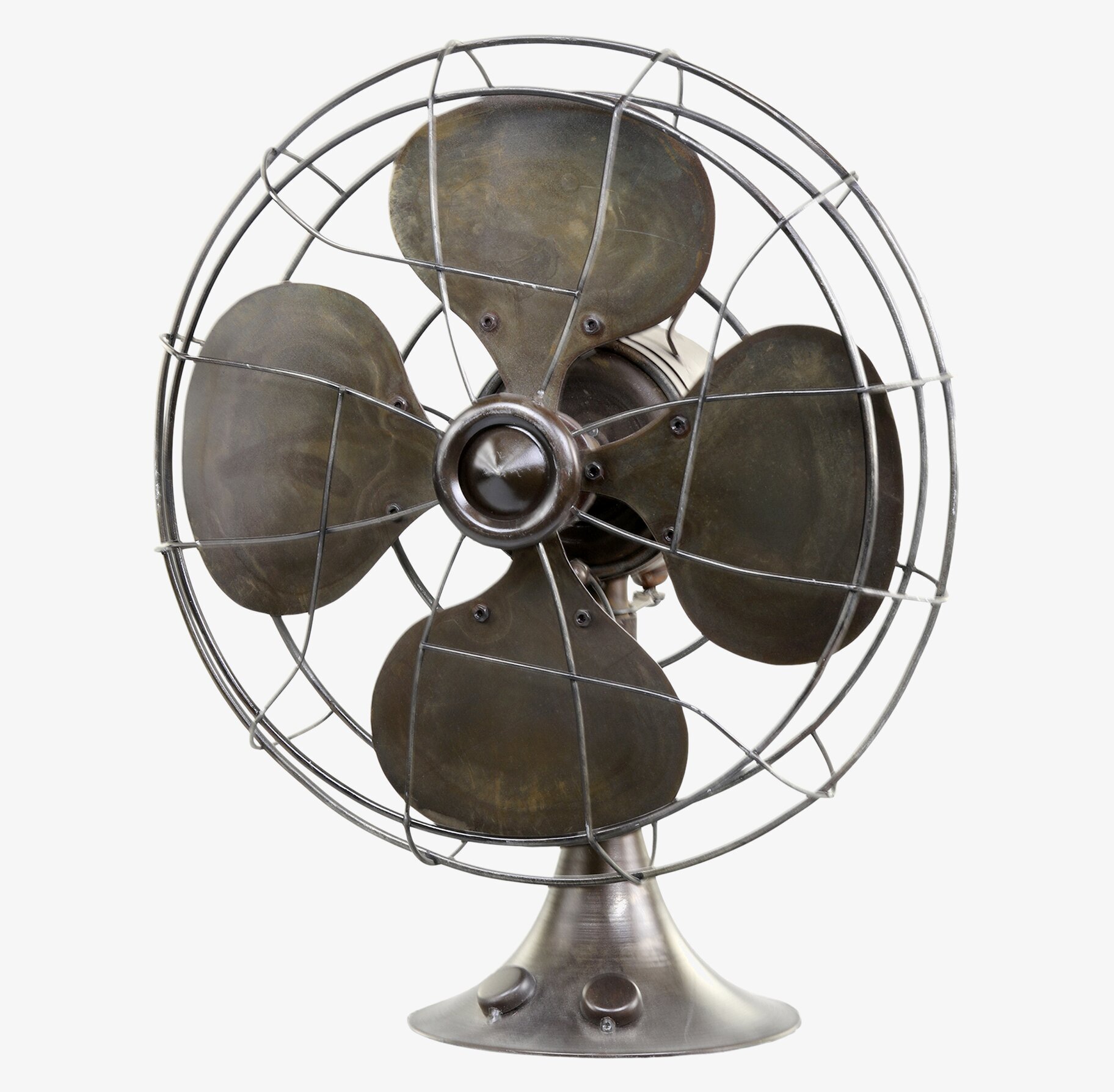 Foto av retrofläkt i antik mässing med industriell stil