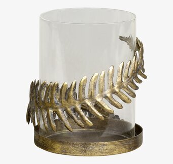 Bild av antik mässing ljushållare med bladmotiv