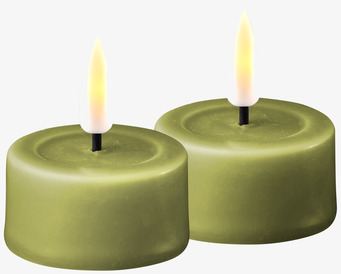 Bild av LED-värmeljus i olivgrön nyans, 2-pack