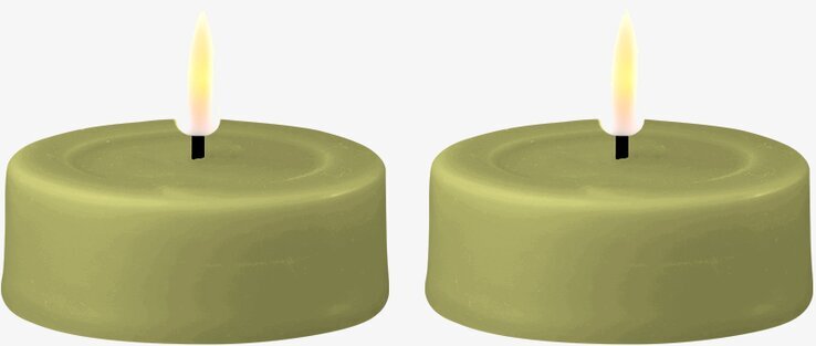 Stora Värmeljus LED Olivgrön 2-Pack från Deluxe Homeart