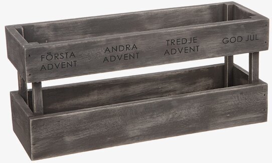 Trälåda Advent Grå från Different Design med adventsmarkeringar