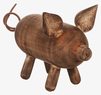 Bild av dekorativ träskulptur formad som en gris