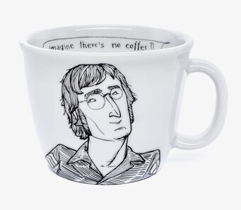 Bild av stilren porslinsmugg med humoristisk design