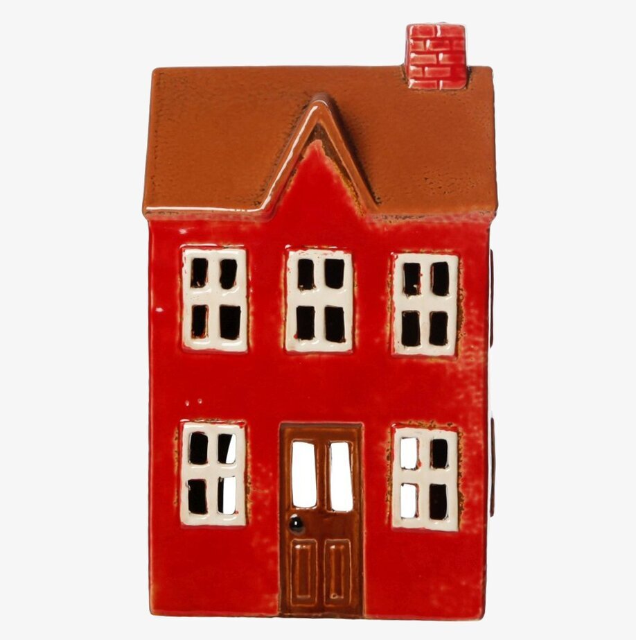 Ljuslykta Hus Röd 21.5cm från Det Gamle Apotek, keramik