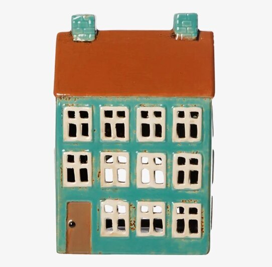 Ljuslykta Hus Turkos/Grön från Det Gamle Apotek i keramik