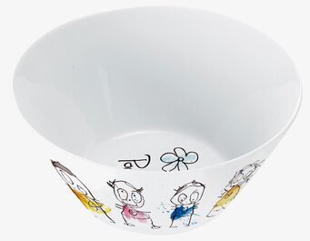 Bild av skål med lekfulla illustrationer och färger