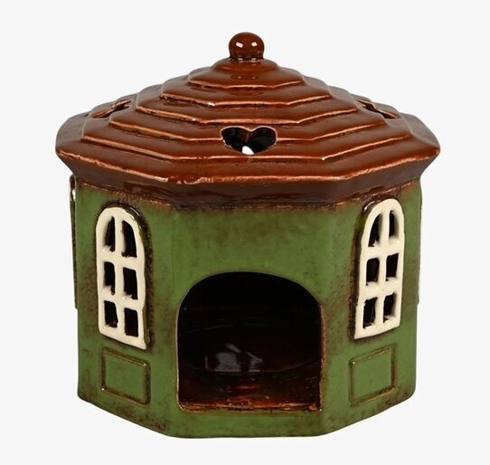 Ljuslykta Hus Grön från Det Gamle Apotek i keramik