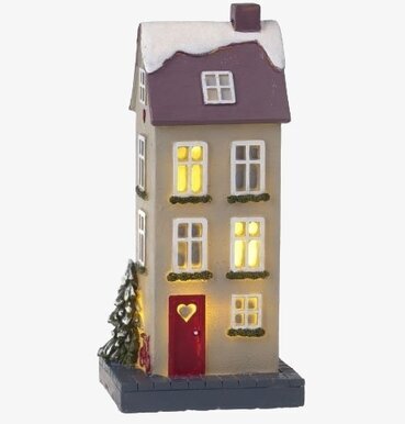 Hus Deko LED Beige från Det Gamle Apotek med julstämning