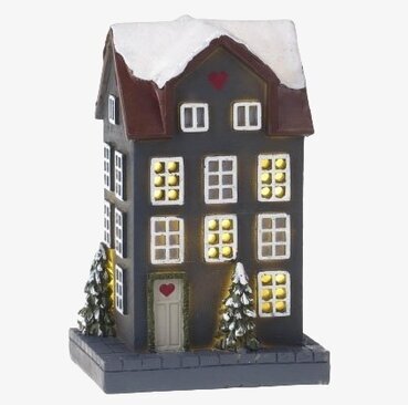 Hus Deko LED Mörkgrå från Det Gamle Apotek med snödetaljer