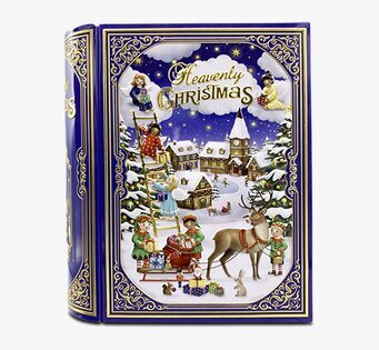 Bild av julinspirerad plåtburk med nostalgiskt motiv