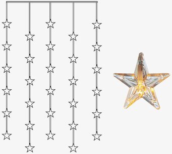 Bild av dekorativ ljusgardin med stjärnformade lampor