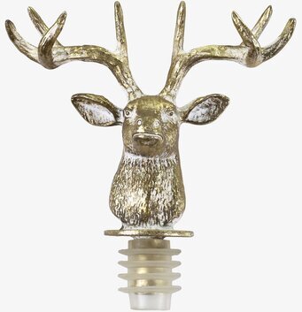 Foto av hjorthuvudformad flaskkork i antik mässing