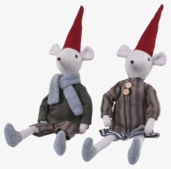 Bild av två charmiga julmöss i festlig klädsel