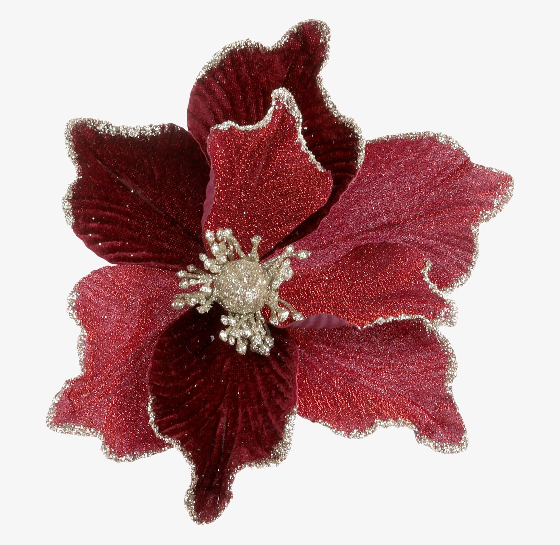 Julblomma Med Clip Mörkröd Ø20cm från Chic Antique