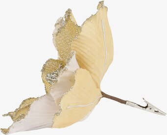 Bild av dekorativ julblomma med gyllene detaljer