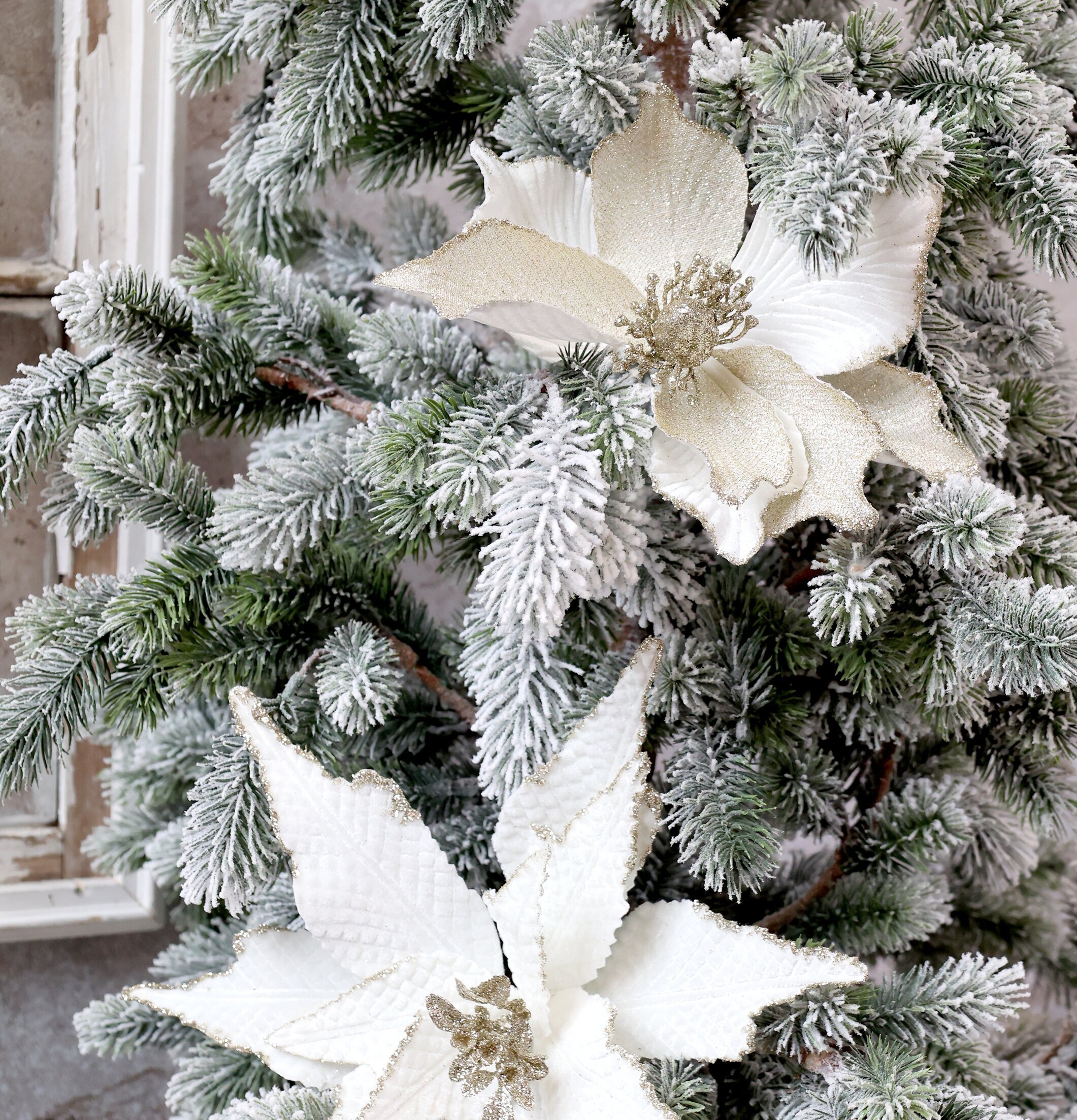 Julblomma Med Clip Vit Ø20cm från Chic Antique i julgran