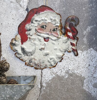 Bild av charmig plåtskylt med nostalgiskt julmotiv