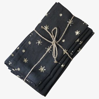 Bild av stilrena mörkgrå servetter med stjärnmönster