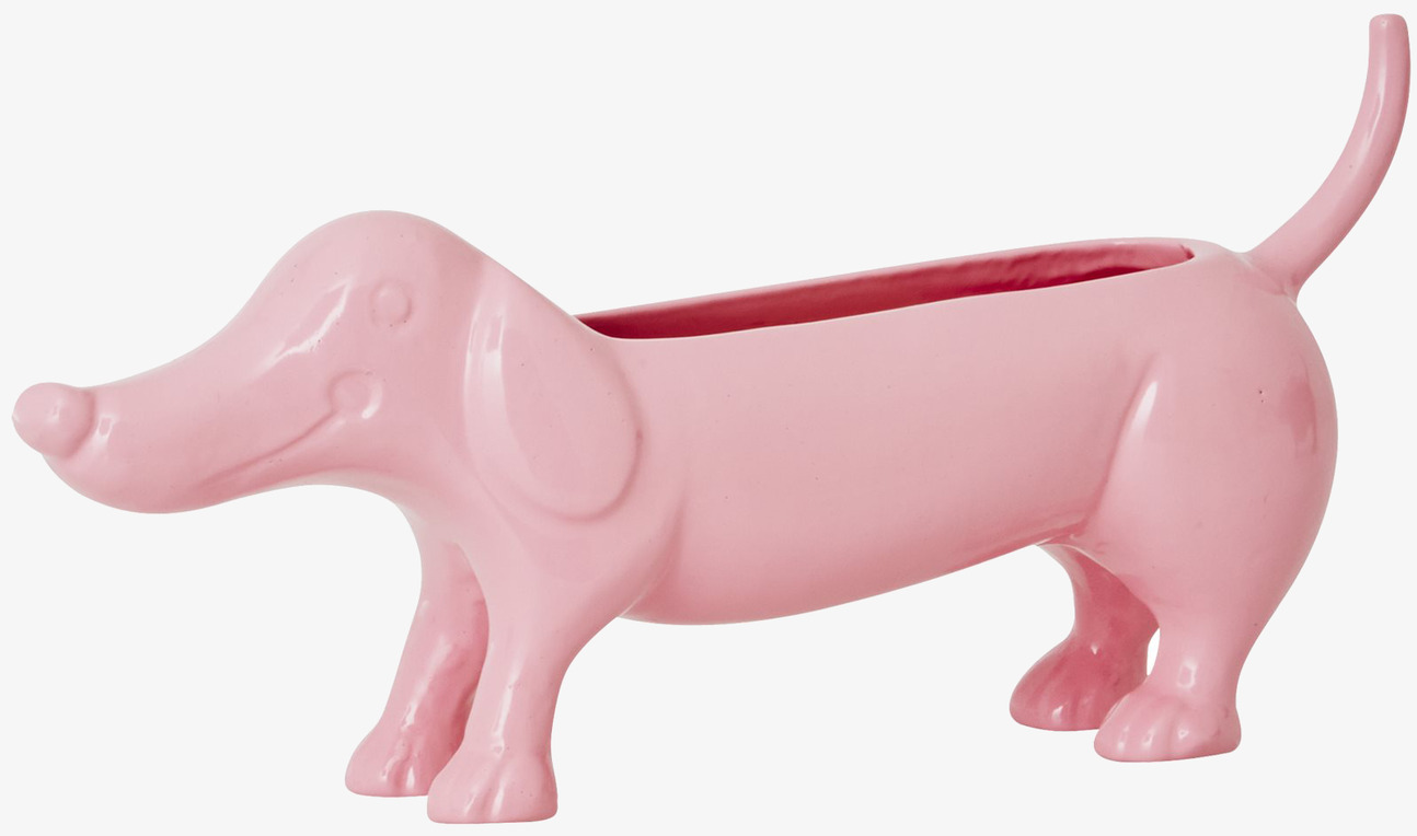 Blomkruka Tax från Rice i rosa keramik, formad som en tax