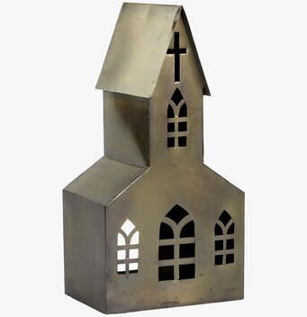 Bild av antik mässingsljuslykta med gotisk design