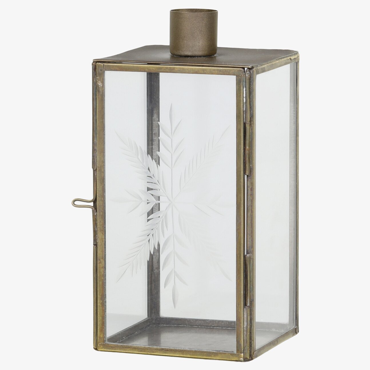 Ljusstake Antik Mässing från Chic Antique med glasrutor