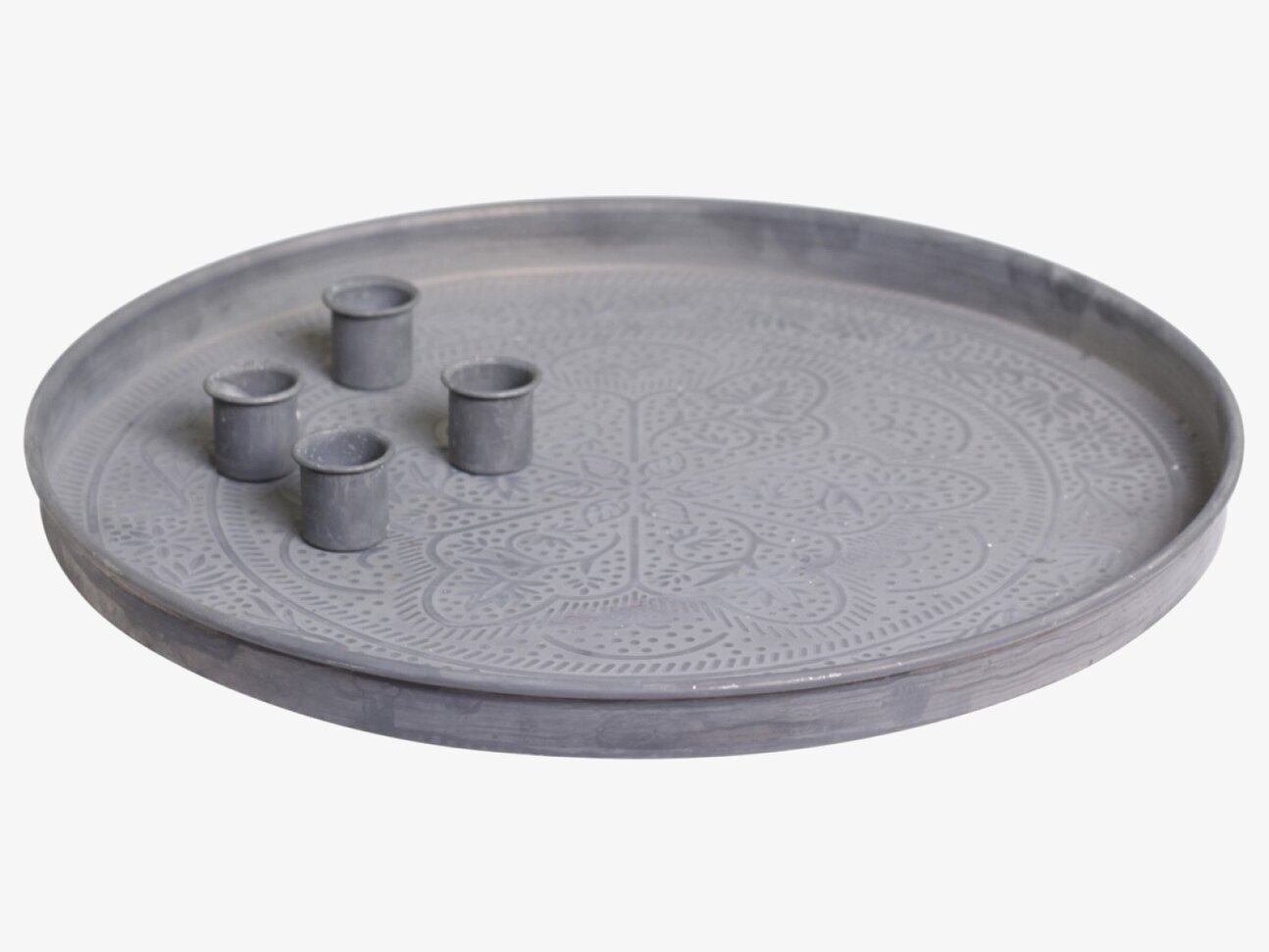 Adventsbricka Antik Zink från Chic Antique med ljushållare