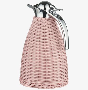 Bild av elegant rosa termoskanna med flätad design