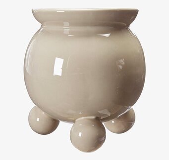 Bild av stor beige kruka med unik och stilren design